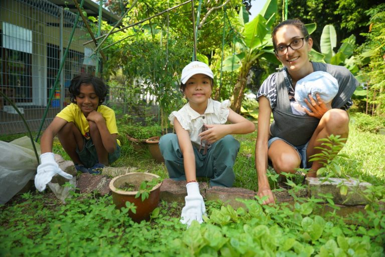 Helping in a community garden