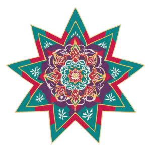 Nine pointed star in a Peranakan style